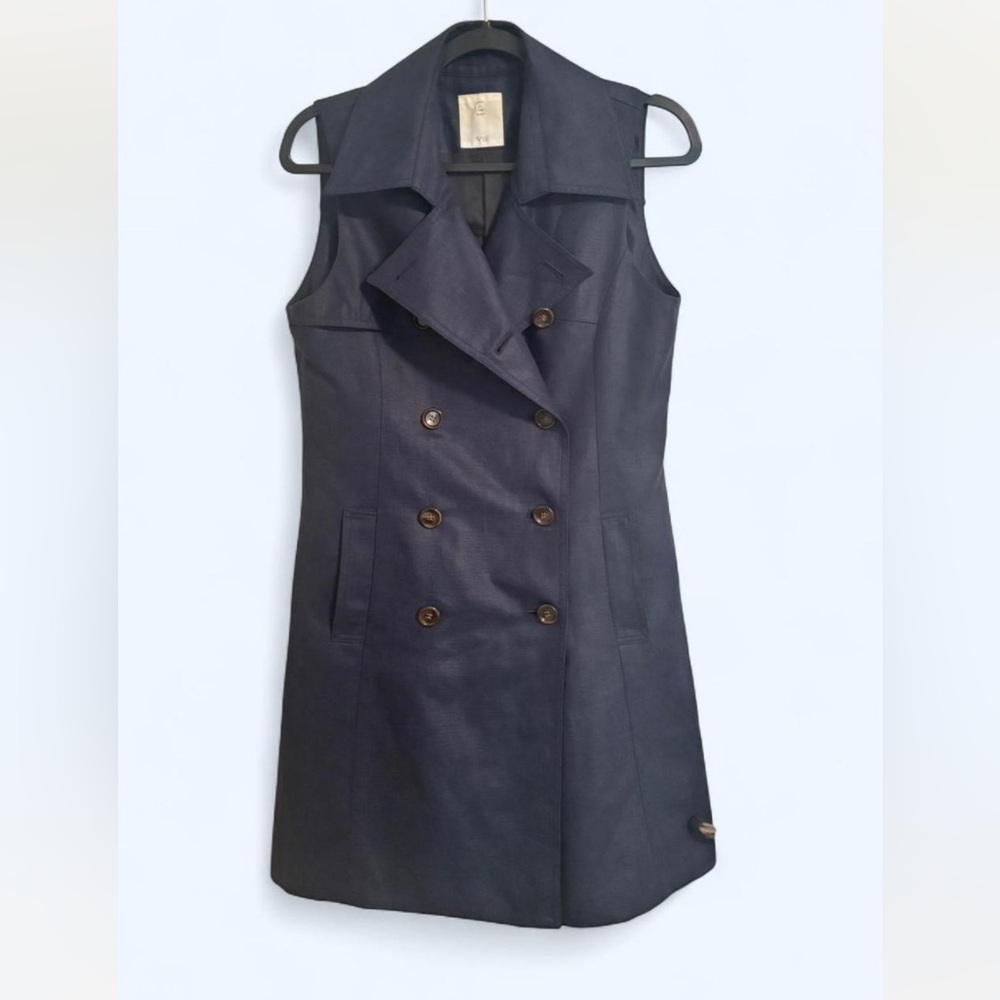 Navy Sleeveless Trench Dress Size M Preppy Utilitarian